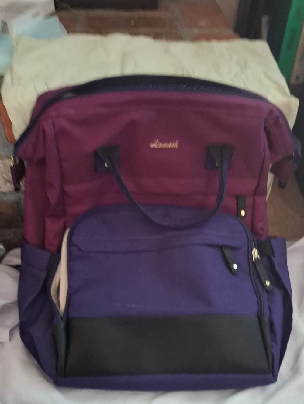 Unbranded Women's Laptop Backpack Bag in Plum and Purple